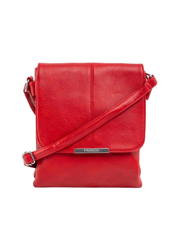 Red eco-leather bag with flip