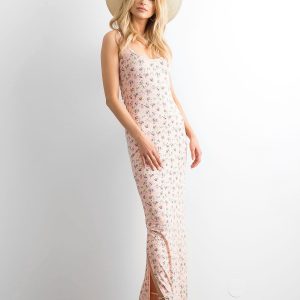 Salmon maxi dress with mead straps