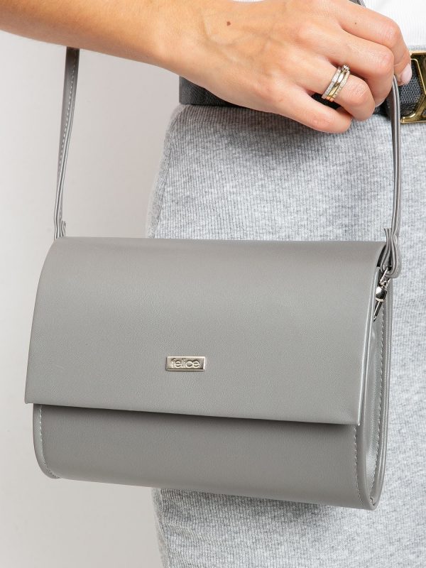 Grey leatherette clutch bag