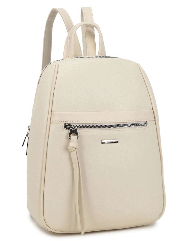 Cream women's backpack with pocket LUIGISANTO