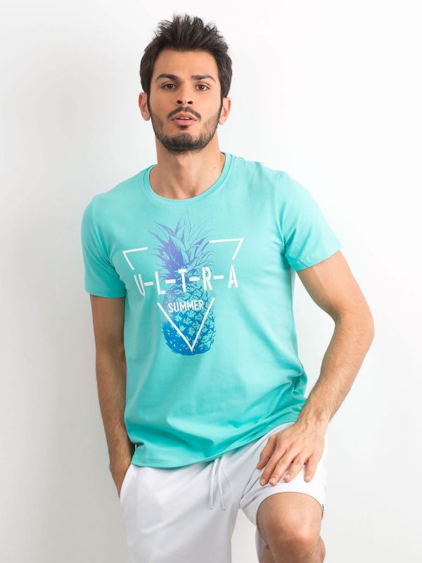 Turquoise Men's T-Shirt with Print