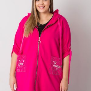 Zurich Fuchsia Plus Size Zipper Sweatshirt