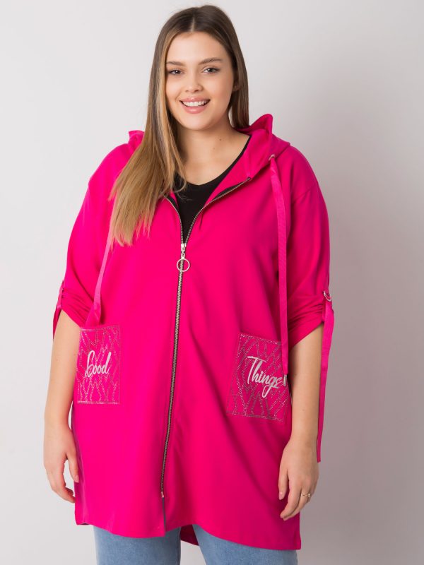 Zurich Fuchsia Plus Size Zipper Sweatshirt