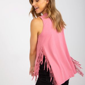 Dirty Pink Cotton Sleeveless Tassel Top