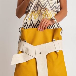 Yellow-beige bag with strap