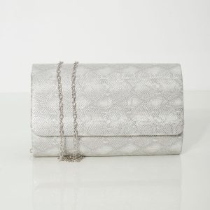 Silver clutch bag with animal motif