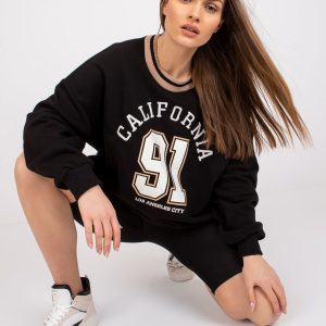 Black sweatshirt with embroidery Suzanne