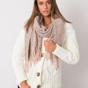 Beige and pink scarf with fringes