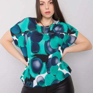 Jennifer's green and navy plus size blouse