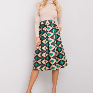 Beige and green skirt with patterns of Alcantara