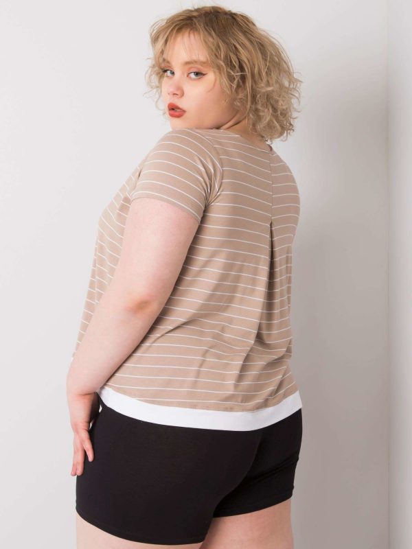 Dark beige plus size blouse with viscose Lilianne