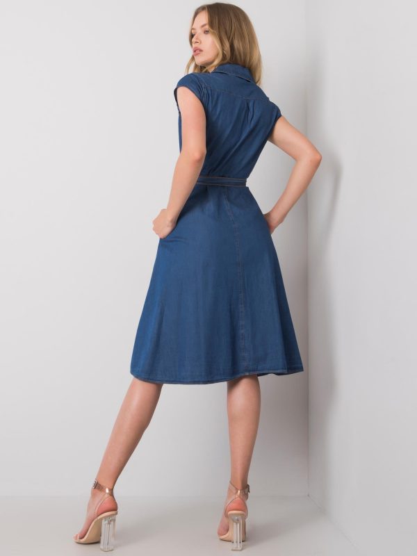 Dark blue dress with buttons Depika RUE PARIS