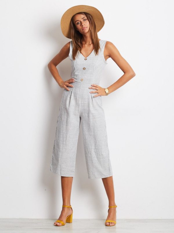 White and navy blue Sahara jumpsuit