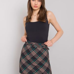 Limeira Black and Green Checkered Mini Skirt