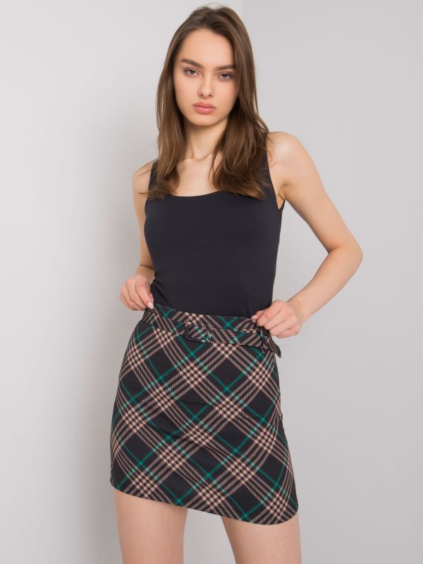 Limeira Black and Green Checkered Mini Skirt