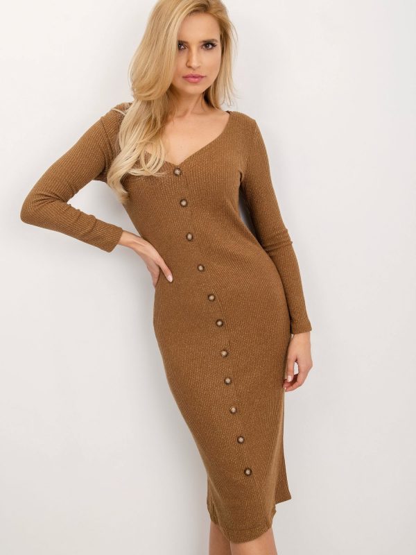 BSL Light Brown Button Dress