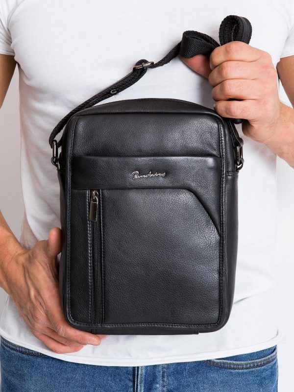 Black Mens Leather Messenger Bag