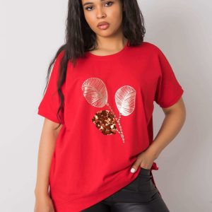 Red plus size blouse with sequins Zaria