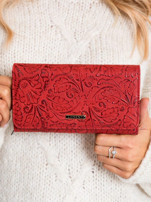 Red large wallet with patterns