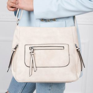 Beige handbag with long strap