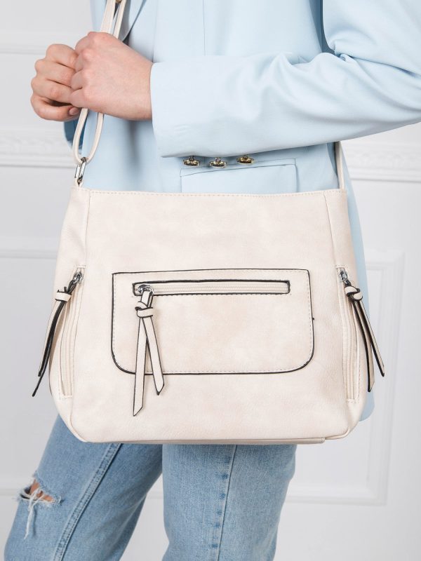 Beige handbag with long strap