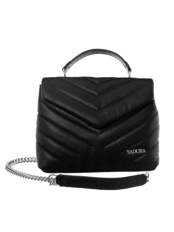 Black Quilted Leather Messenger Bag BADURA