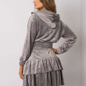 Grey velour set with skirt Letta