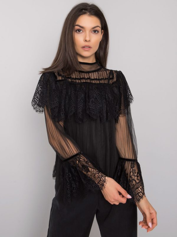 Black formal blouse with lace Ambridge OCH BELLA