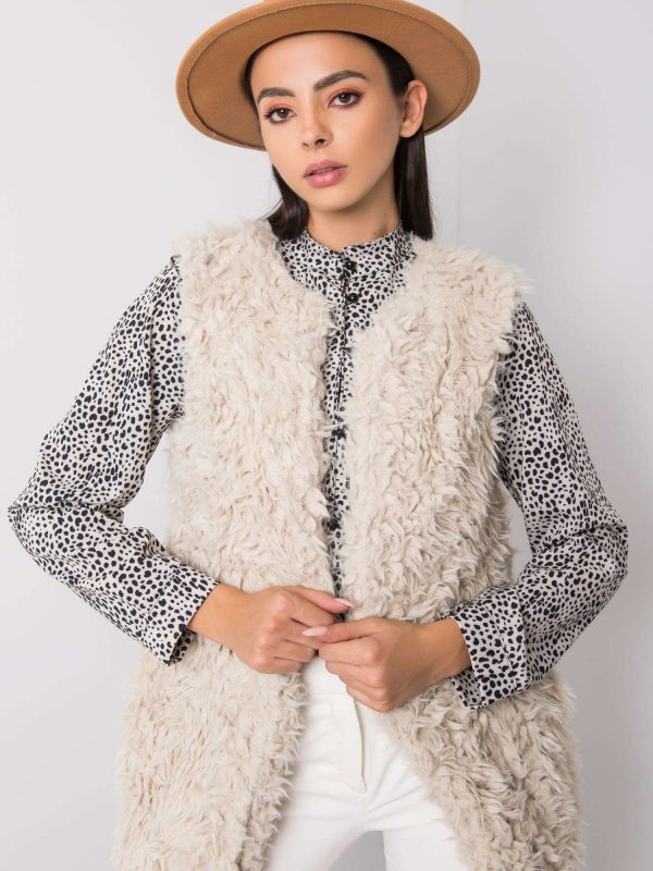 Hallie Beige Fur Vest