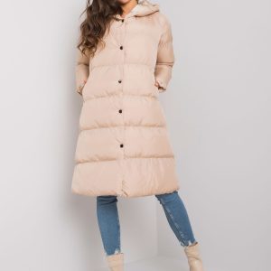 Dark beige quilted jacket with hood Starlet