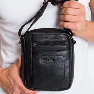 Leather Men's Messenger Bag Black