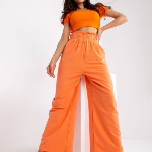 Orange basic sweatpants with pockets