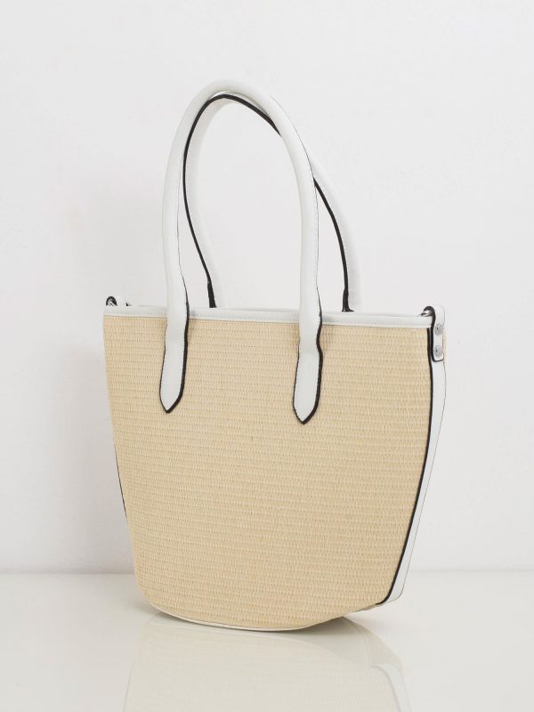 Beige and white handbag with braid