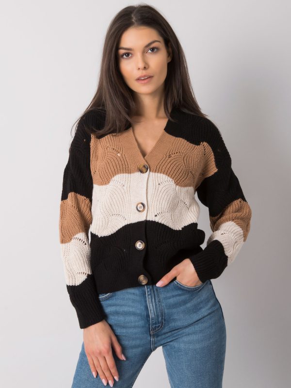 Black and beige button-down sweater Beaumont RUE PARIS