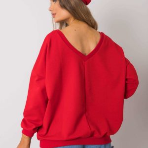 Lilyan's red hoodless sweatshirt