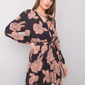 Black and beige dress with flowers Camelia