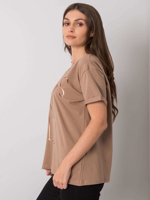 Dark beige t-shirt with print by Aosta