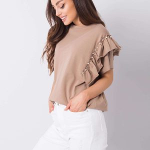 Dark beige blouse with Miabella applique