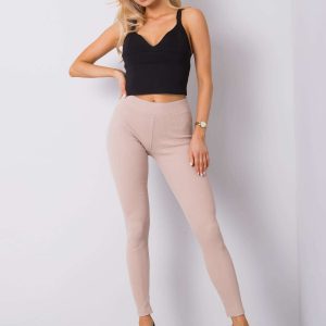 Beige Vesper Ribbed Leggings