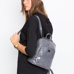 Grey Eco Leather Women Backpack