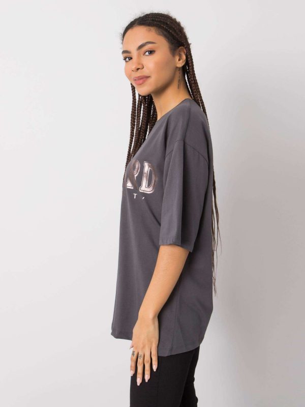 Graphite t-shirt with print Lisa RUE PARIS