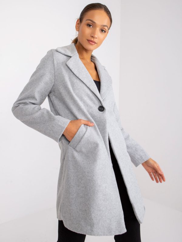 Grey women's oversize coat Louise RUE PARIS