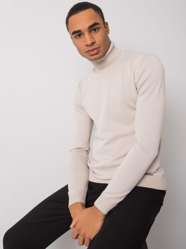 Cornell LIWALI men's light beige turtleneck sweater