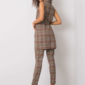 Eudora Brown Checkered Vest