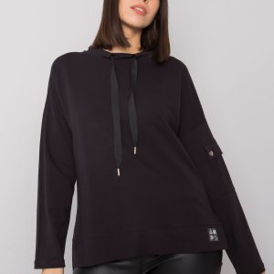 Black plus size blouse with sleeve pocket Lunnar