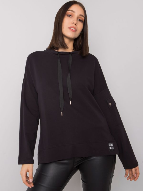 Black plus size blouse with sleeve pocket Lunnar