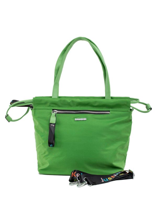 Green shoulder bag with detachable strap