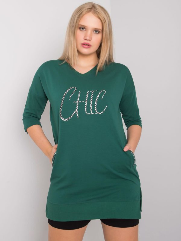 Dark green tunic plus size with Laurina pockets