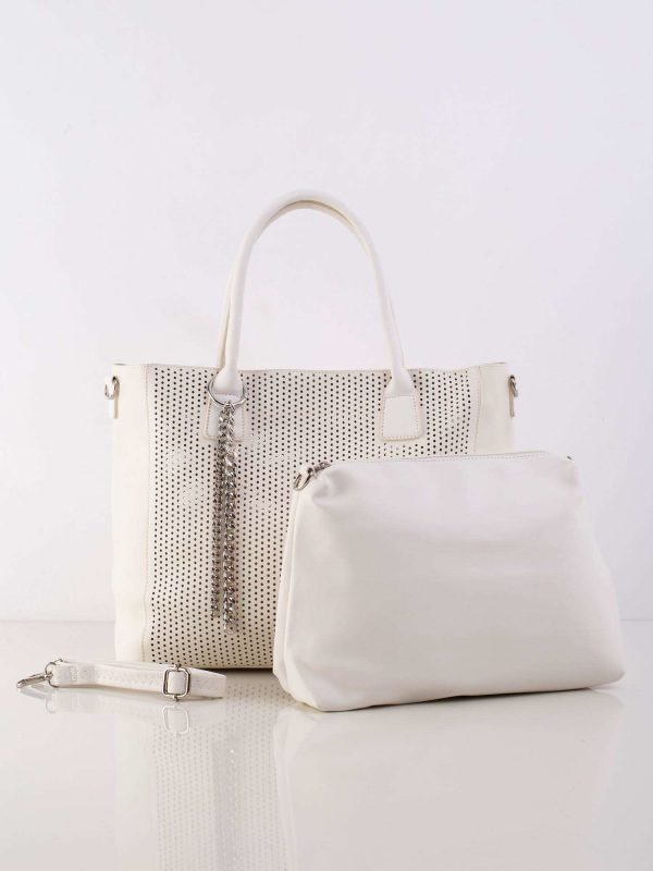 Cream openwork bag