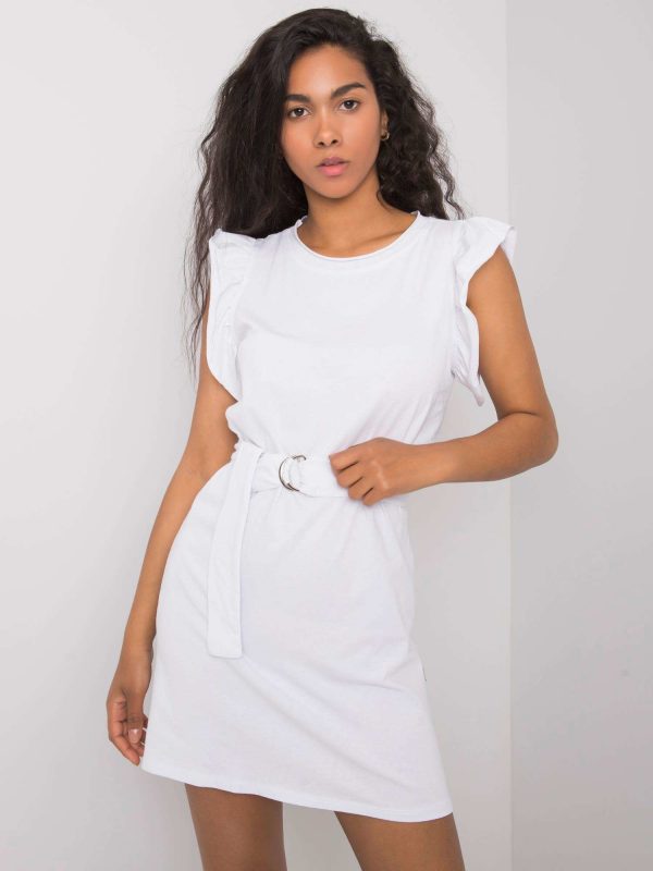 White dress with belt Aniyah